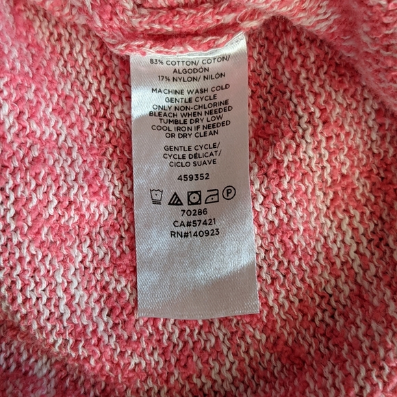 Loft Pink and White Heathered Knit Crewneck  Sweater Medium - Picture 4 of 7
